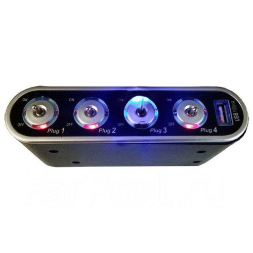 Тройник прикуривателя WF-0307 12/24v USB 5v, 500ma