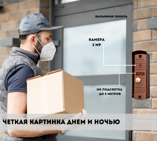 Комплект домофон с вызывной панелью KubVision 95712FH+94201 FHD 1080P Белый